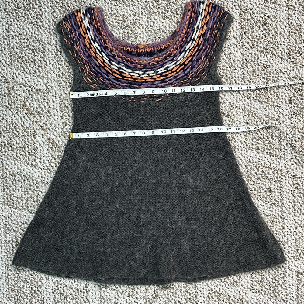 FREE PEOPLE ALPACA WOOL BLEND KNIT TUNIC DRESS GRAY PURPLE SCOOP NECK SIZE SMALL - Picture 11 of 12